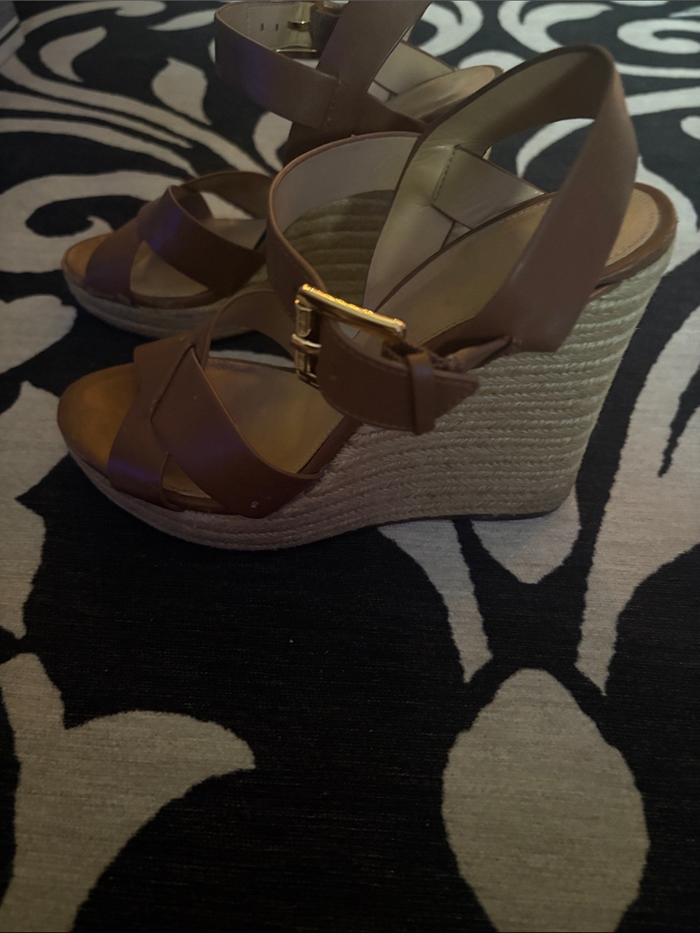 Michael Kors Brown Espadrille Wedge Sandals
